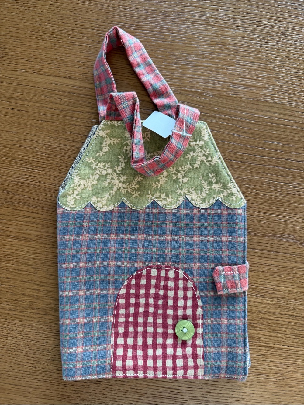 Kids Fabric House Tote Bag in Pink, Blue & Green - Unbranded